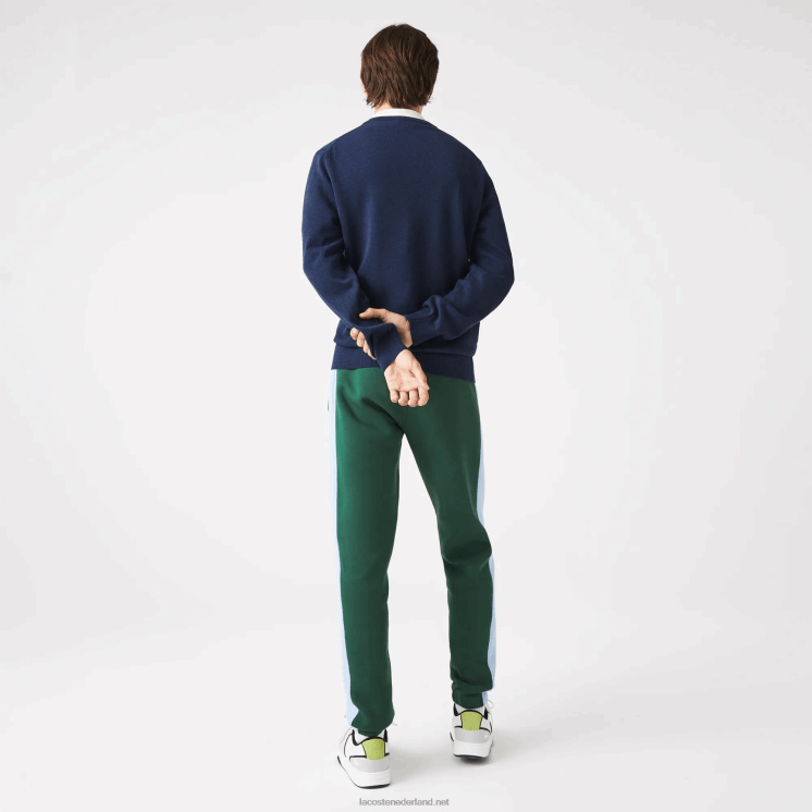 Lacoste V-hals trui van biologisch katoen 0828H1325 blauwe rug 3gf Heren