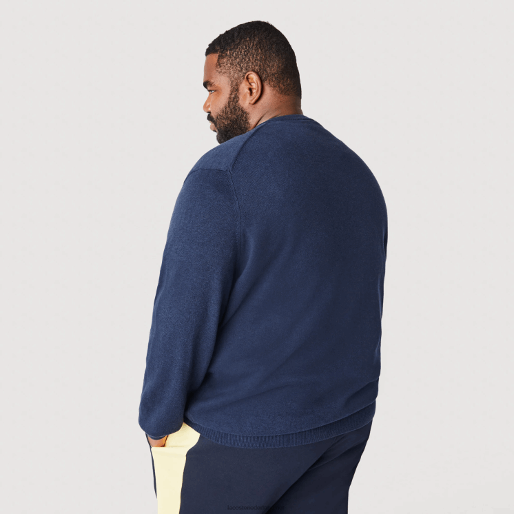 Lacoste V-hals trui van biologisch katoen 0828H1325 blauwe rug 3gf Heren