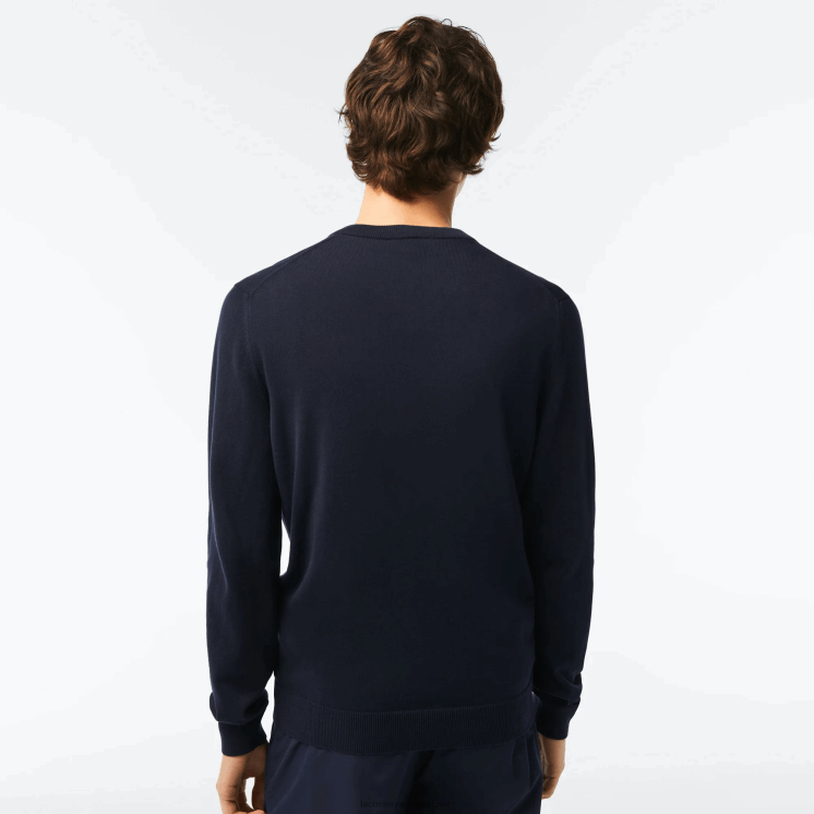 Lacoste V-hals trui van biologisch katoen 0828H1326 marineblauw 166 Heren