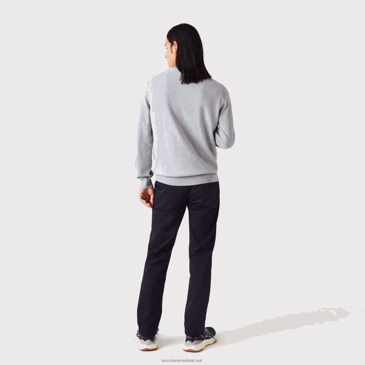 Lacoste V-hals trui van biologisch katoen 0828H1568 grijze chine ca Heren