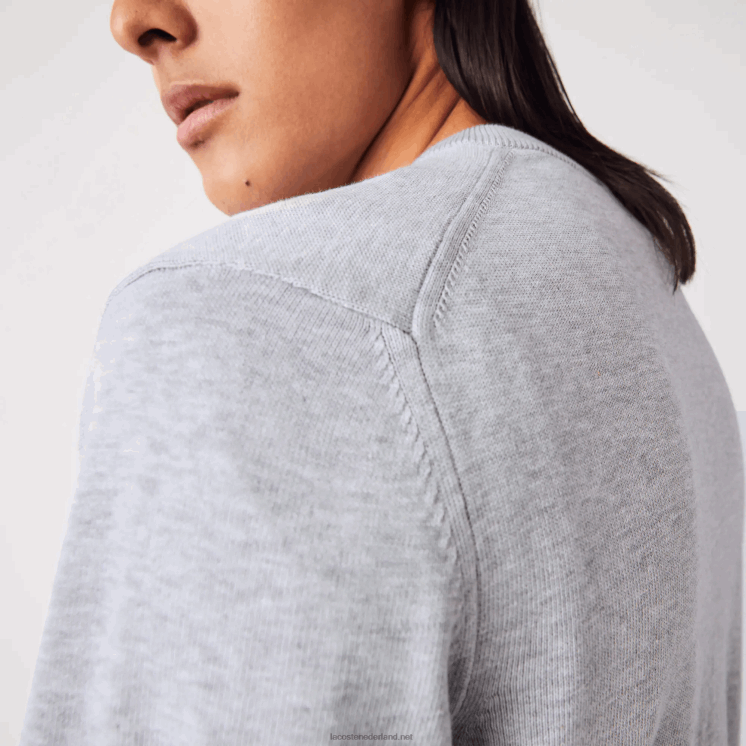 Lacoste V-hals trui van biologisch katoen 0828H1568 grijze chine ca Heren