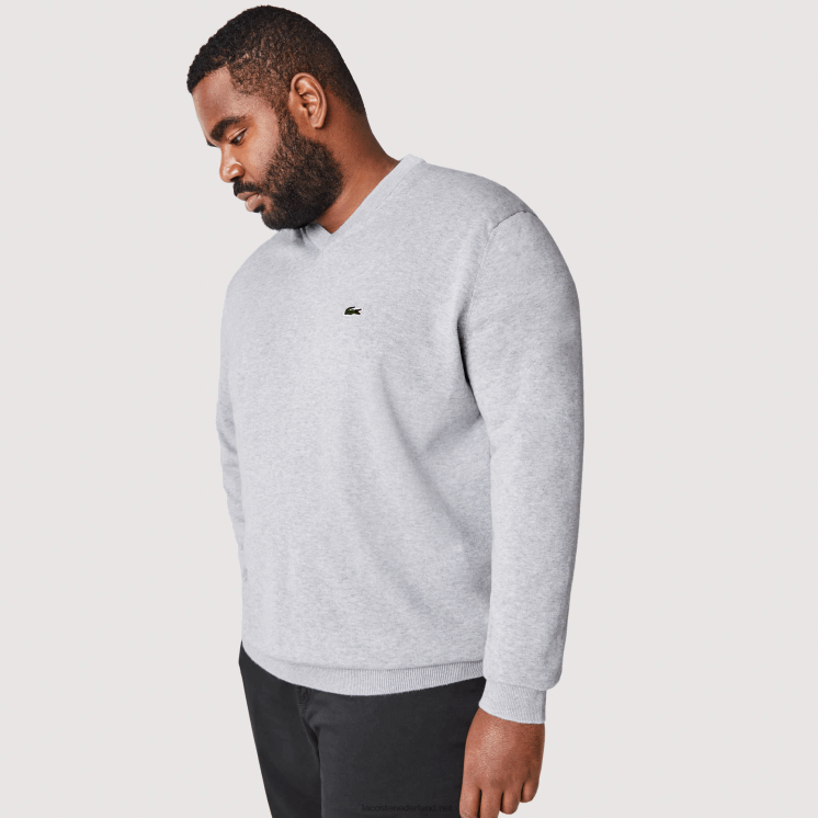 Lacoste V-hals trui van biologisch katoen 0828H1568 grijze chine ca Heren