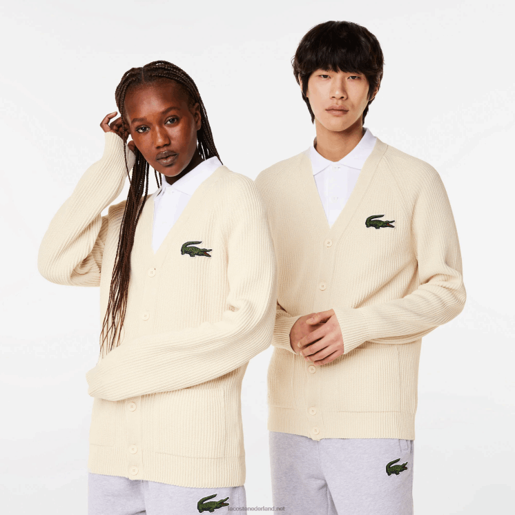 Lacoste Vest van biologisch katoen met v-hals 0828H492 witte xfj Heren