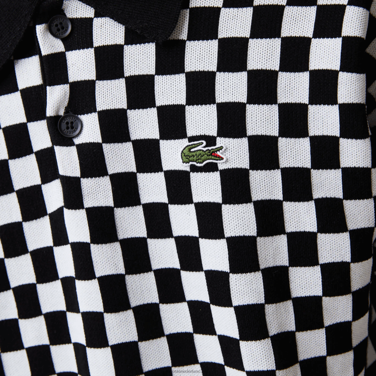 Lacoste erfgoed relaxte checkerboard trui 0828H1590 zwart wit 9m0 Heren