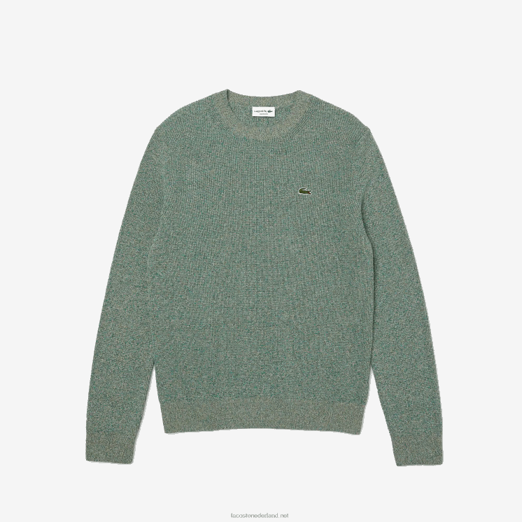 Lacoste gemêleerde gebreide trui met ronde hals 0828H1621 wit groen beige ayq Heren