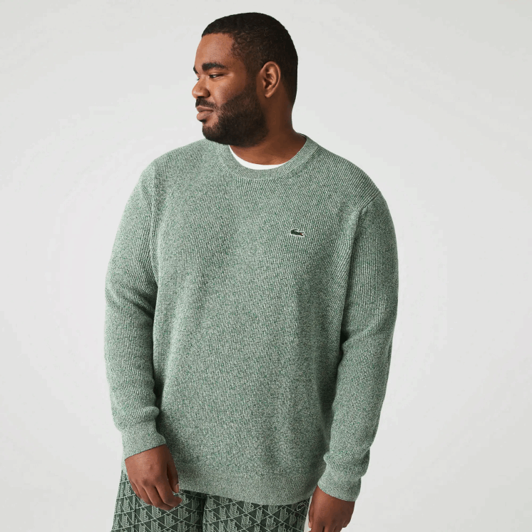 Lacoste gemêleerde gebreide trui met ronde hals 0828H1621 wit groen beige ayq Heren