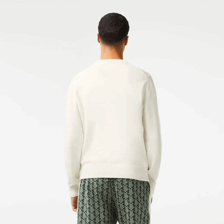 Lacoste jersey trui met ronde hals 0828H501 wit groen x0n Heren