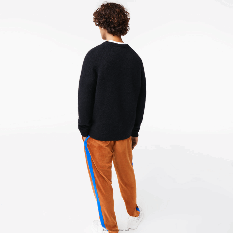 Lacoste merkcontrast krokodil mix alpaca trui 0828H1464 zwart blauw 985 Heren