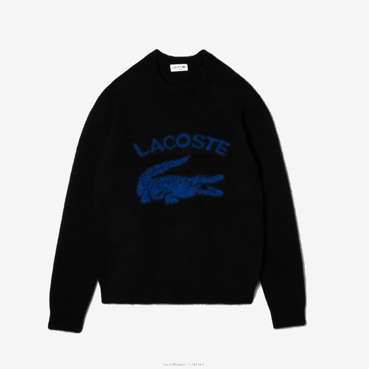 Lacoste merkcontrast krokodil mix alpaca trui 0828H1464 zwart blauw 985 Heren