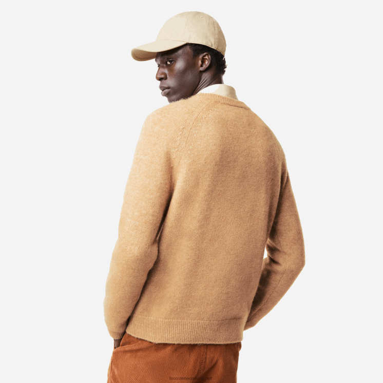 Lacoste merkcontrast krokodil mix alpaca trui 0828H1465 beige wit fp9 Heren