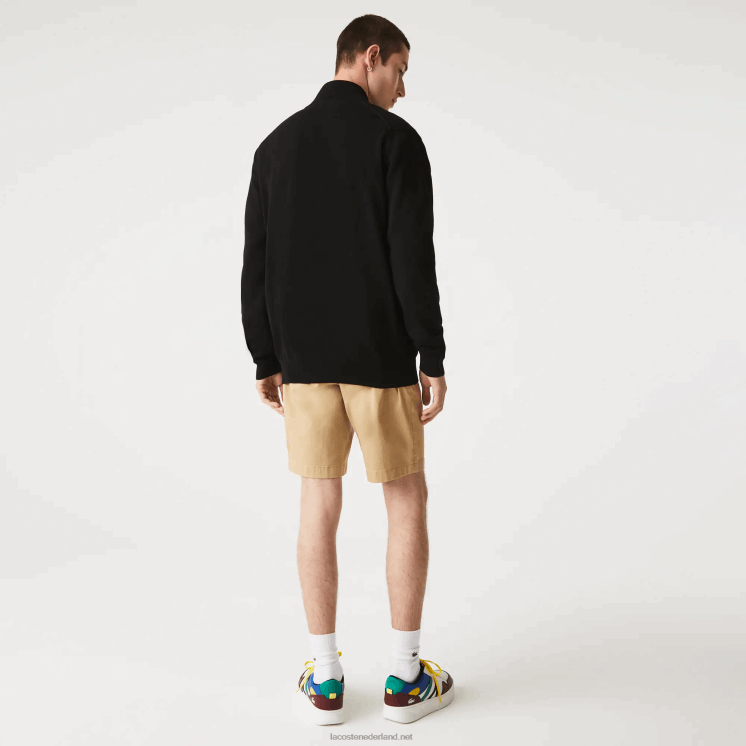 Lacoste sweater met opstaande kraag van biologisch katoen met ritssluiting 0828H460 zwart 031 Heren