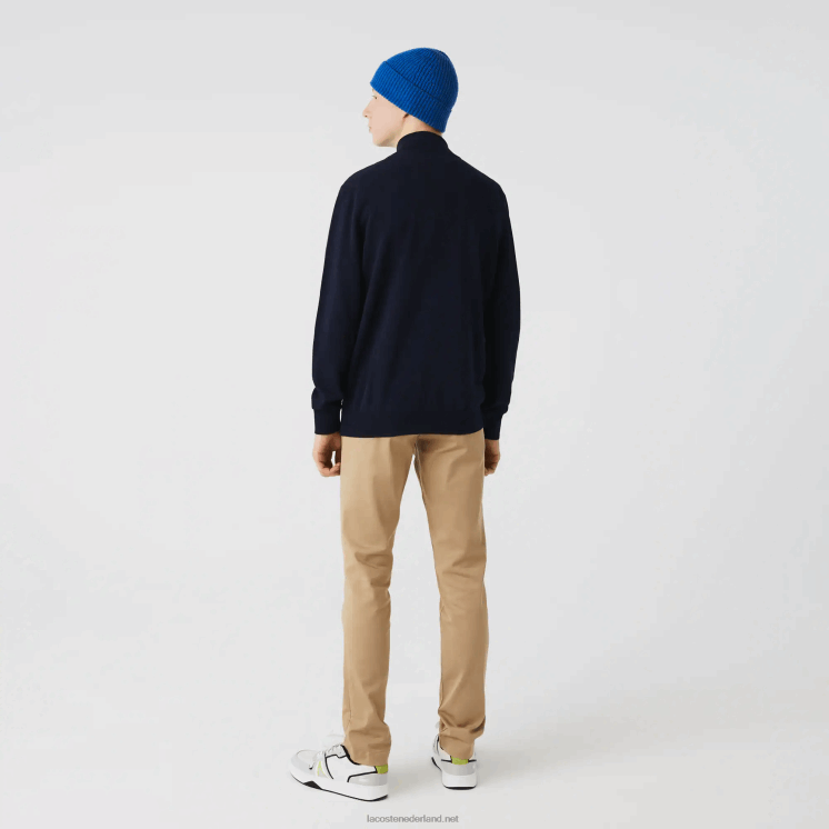 Lacoste sweater met opstaande kraag van biologisch katoen met ritssluiting 0828H461 marineblauw 166 Heren