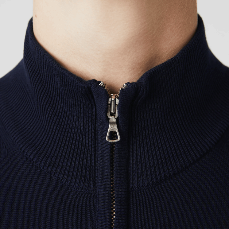 Lacoste sweater met opstaande kraag van biologisch katoen met ritssluiting 0828H461 marineblauw 166 Heren