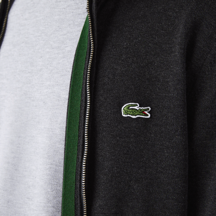 Lacoste sweater met opstaande kraag van biologisch katoen met ritssluiting 0828H462 grijze el6 Heren