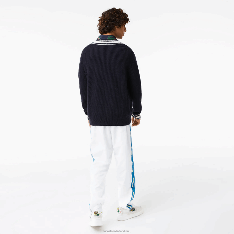 Lacoste trui met komische badge 0828H1378 zwart/wit hh Heren