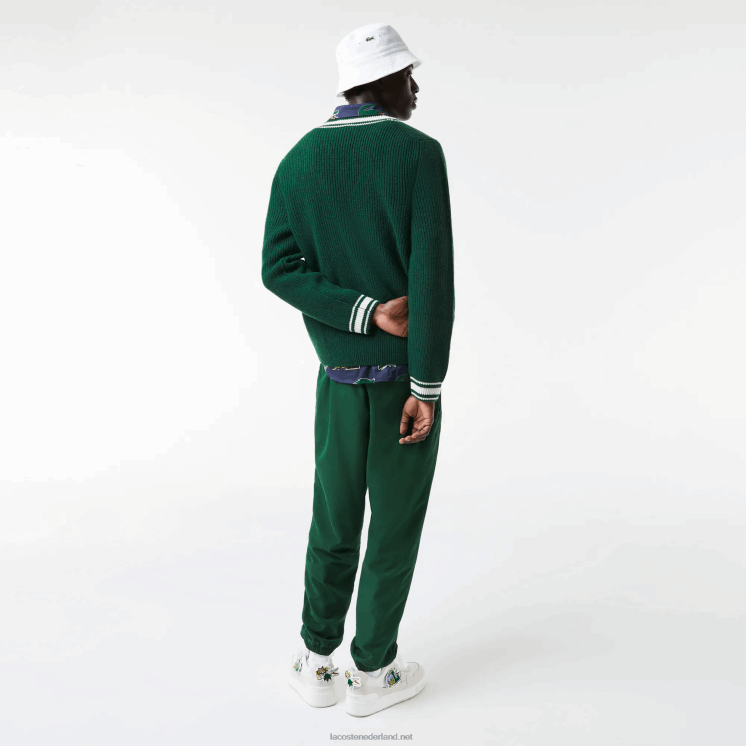Lacoste trui met komische badge 0828H1379 groen wit jr Heren