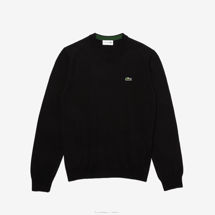 Lacoste trui van biologisch katoen met ronde hals 0828H1450 zwart 031 Heren