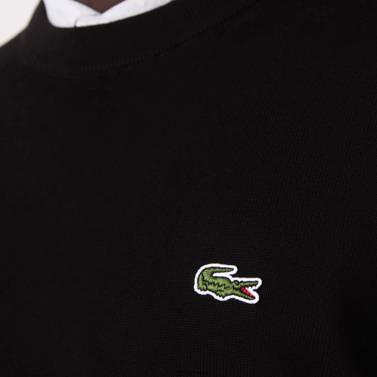 Lacoste trui van biologisch katoen met ronde hals 0828H1450 zwart 031 Heren