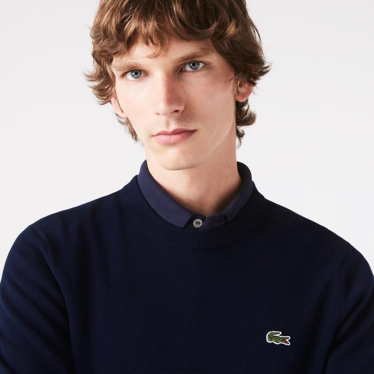 Lacoste trui van biologisch katoen met ronde hals 0828H1451 marineblauw 166 Heren