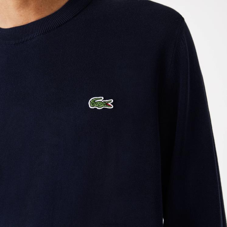 Lacoste trui van biologisch katoen met ronde hals 0828H1451 marineblauw 166 Heren