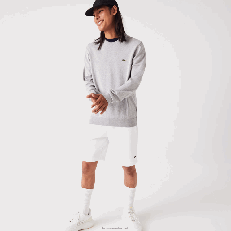 Lacoste trui van biologisch katoen met ronde hals 0828H1452 grijze chine ca Heren
