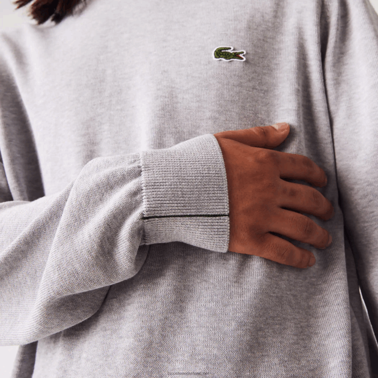 Lacoste trui van biologisch katoen met ronde hals 0828H1452 grijze chine ca Heren