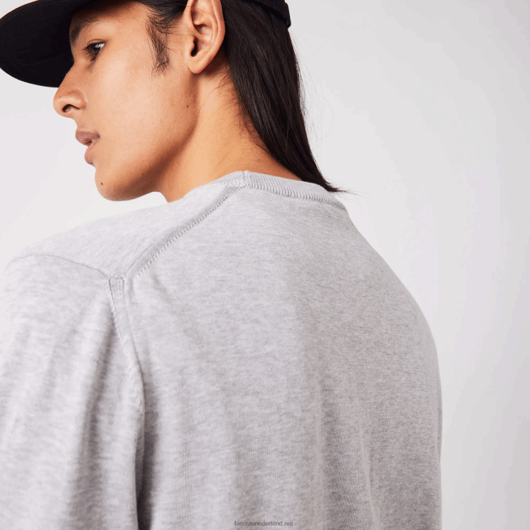 Lacoste trui van biologisch katoen met ronde hals 0828H1452 grijze chine ca Heren