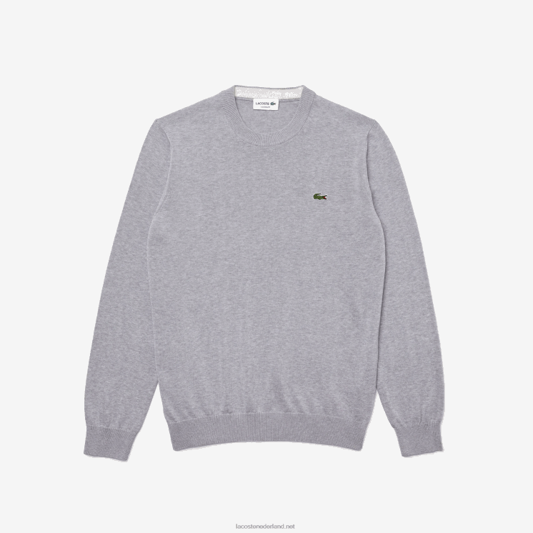 Lacoste trui van biologisch katoen met ronde hals 0828H1452 grijze chine ca Heren