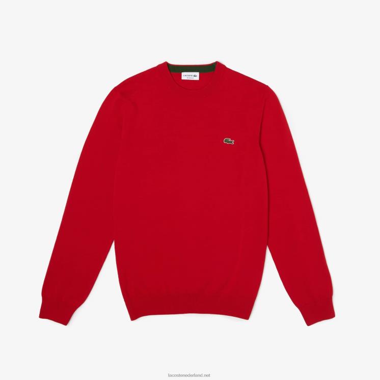 Lacoste trui van biologisch katoen met ronde hals 0828H1453 rood 240 Heren