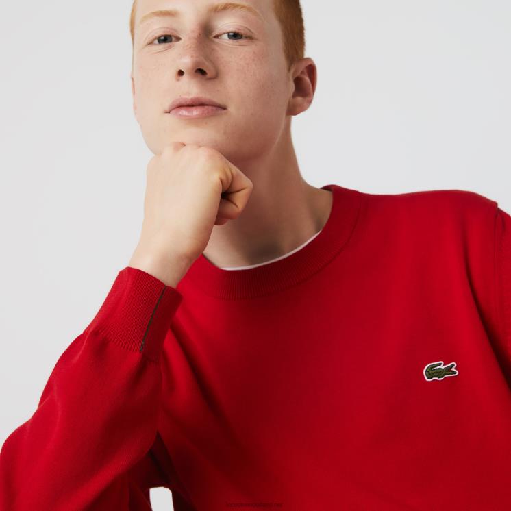Lacoste trui van biologisch katoen met ronde hals 0828H1453 rood 240 Heren