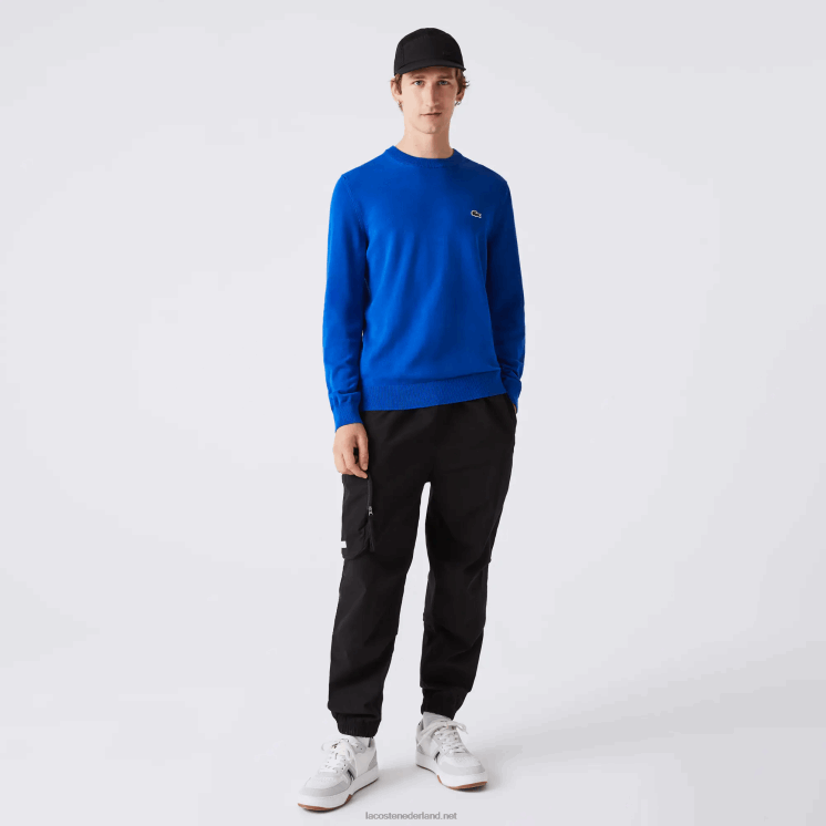 Lacoste trui van biologisch katoen met ronde hals 0828H1491 blauw k1q Heren