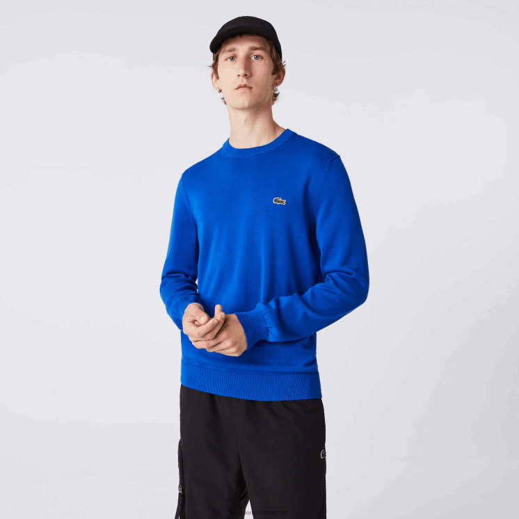 Lacoste trui van biologisch katoen met ronde hals 0828H1491 blauw k1q Heren