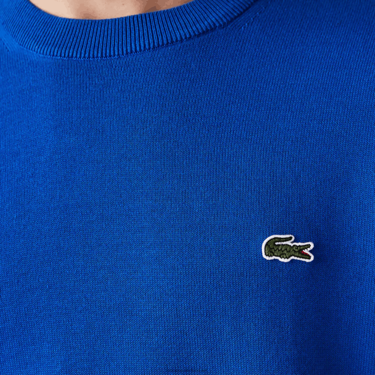 Lacoste trui van biologisch katoen met ronde hals 0828H1491 blauw k1q Heren