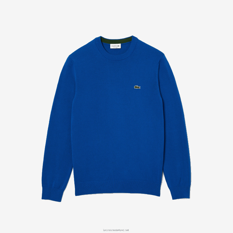 Lacoste trui van biologisch katoen met ronde hals 0828H1491 blauw k1q Heren