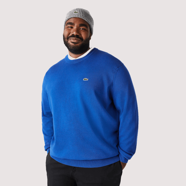 Lacoste trui van biologisch katoen met ronde hals 0828H1491 blauw k1q Heren