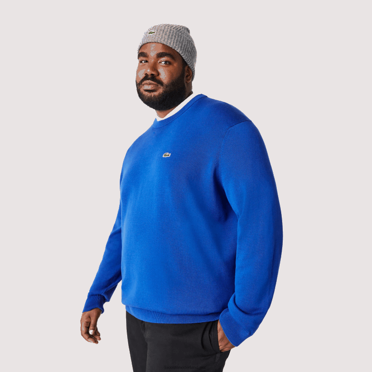 Lacoste trui van biologisch katoen met ronde hals 0828H1491 blauw k1q Heren