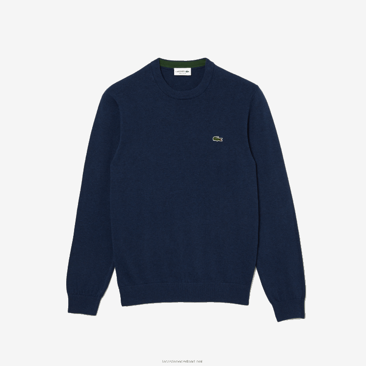 Lacoste trui van biologisch katoen met ronde hals 0828H1495 blauwe rug 3gf Heren