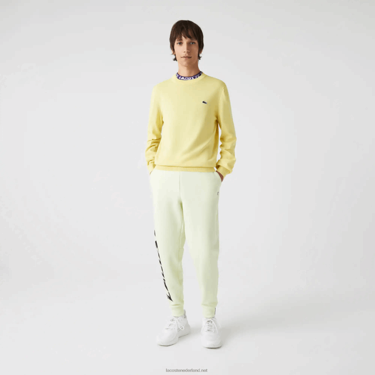 Lacoste trui van biologisch katoen met ronde hals 0828H1617 geel 107 Heren