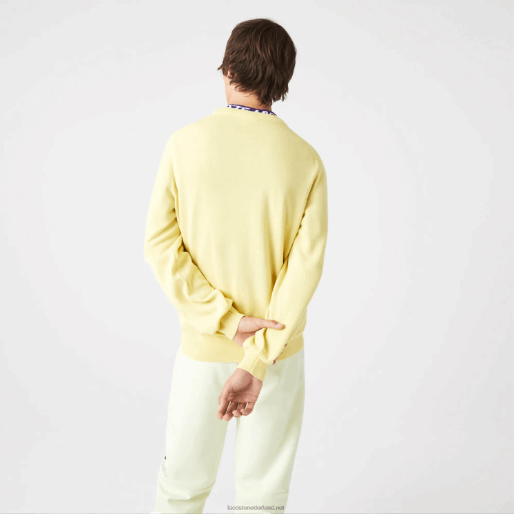 Lacoste trui van biologisch katoen met ronde hals 0828H1617 geel 107 Heren