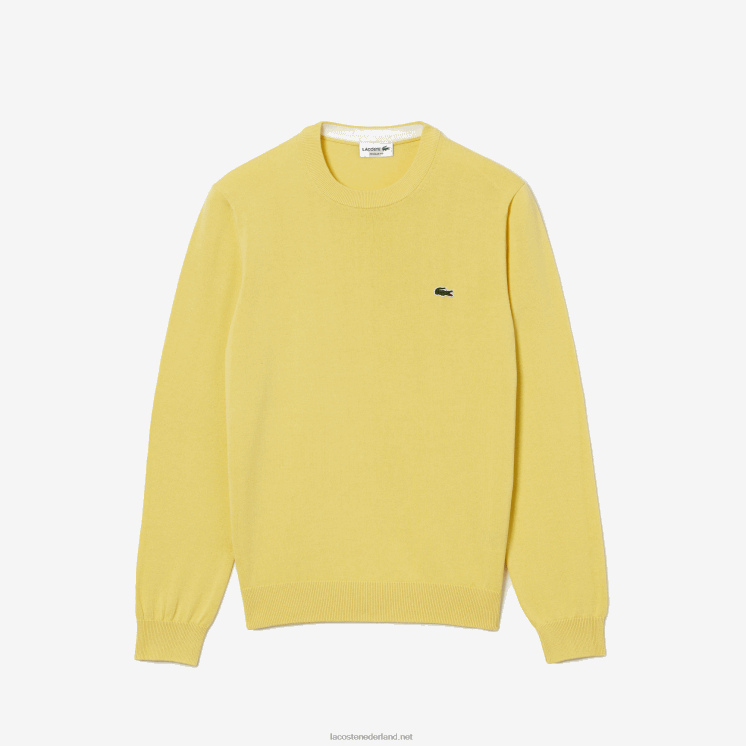 Lacoste trui van biologisch katoen met ronde hals 0828H1617 geel 107 Heren