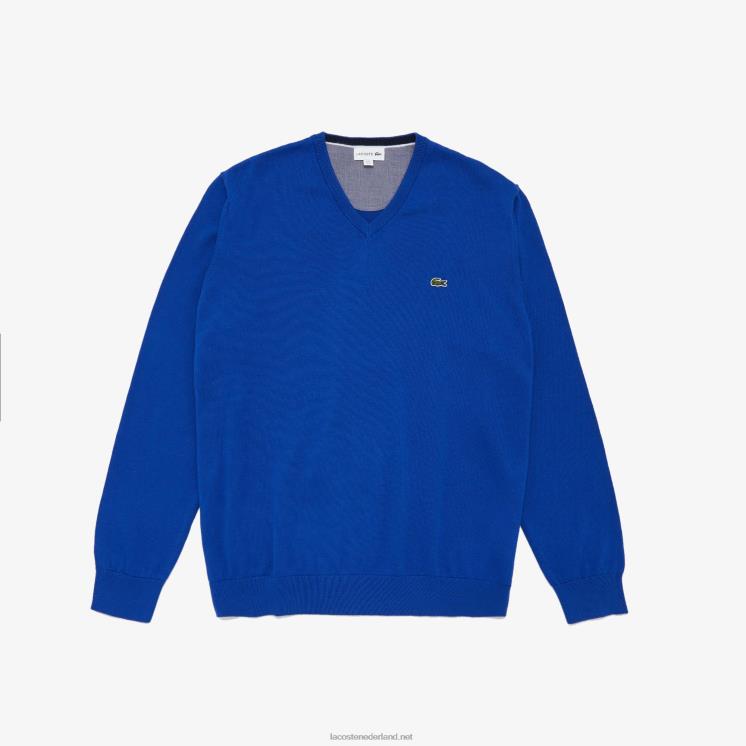 Lacoste v-hals katoenen trui 0828H1636 blauw q3f Heren
