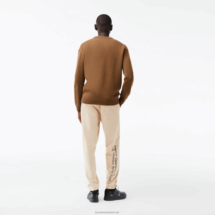 Lacoste wollen trui met klassieke pasvorm en contrastletters 0828H1448 bruin zwart xp9 Heren