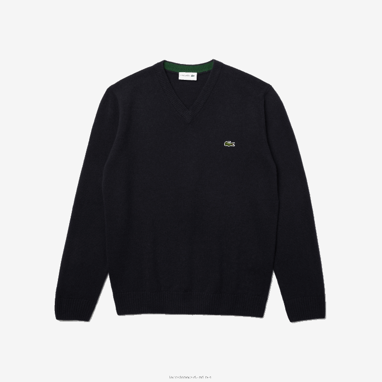 Lacoste wollen trui met v-hals 0828H1555 marineblauw 166 Heren
