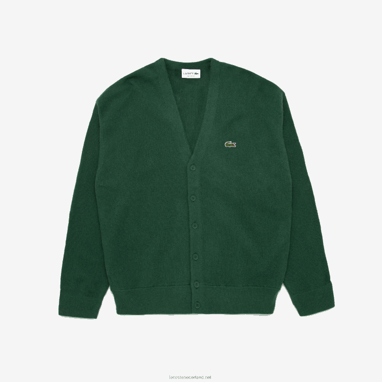 Lacoste wollen vest met relaxte pasvorm in ton sur ton knopen 0828H1606 groen 132 Heren