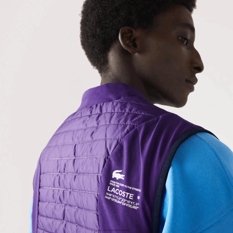 Lacoste sport gewatteerd omkeerbaar vest 0828H386 paars marineblauw se3 Heren