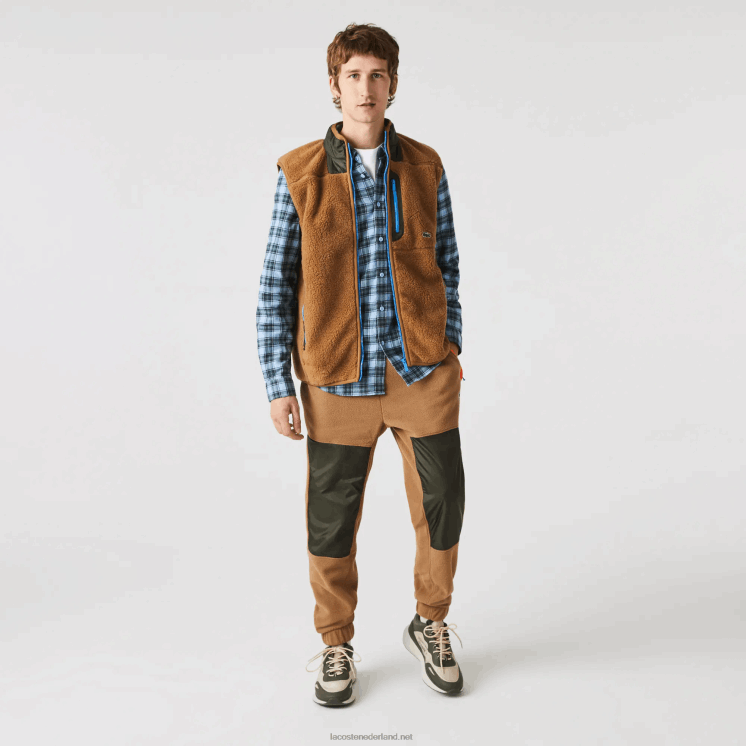 Lacoste vest van sherpafleece 0828H1262 bruin kaki groen 89f Heren