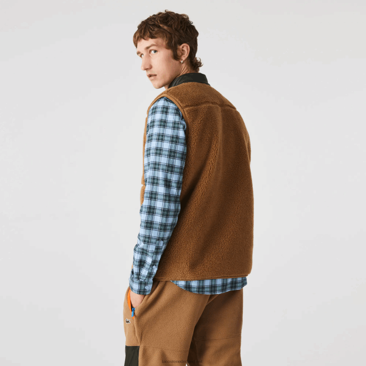 Lacoste vest van sherpafleece 0828H1262 bruin kaki groen 89f Heren