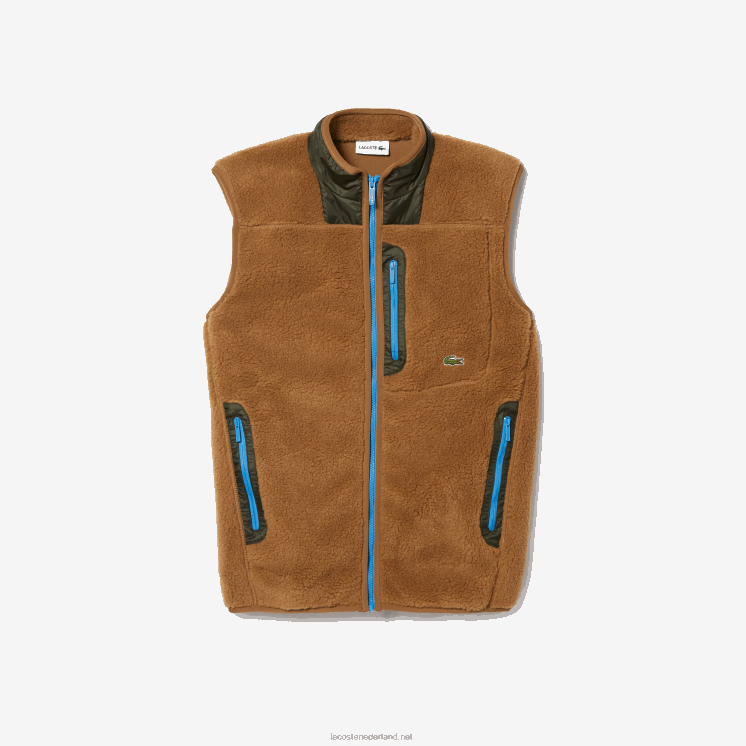 Lacoste vest van sherpafleece 0828H1262 bruin kaki groen 89f Heren