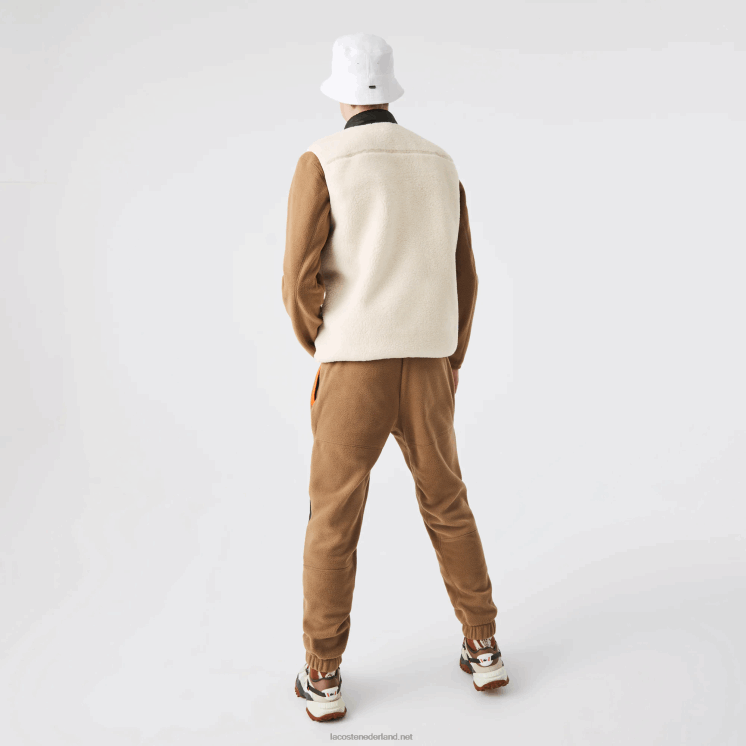 Lacoste vest van sherpafleece 0828H1263 wit kaki groen u9n Heren