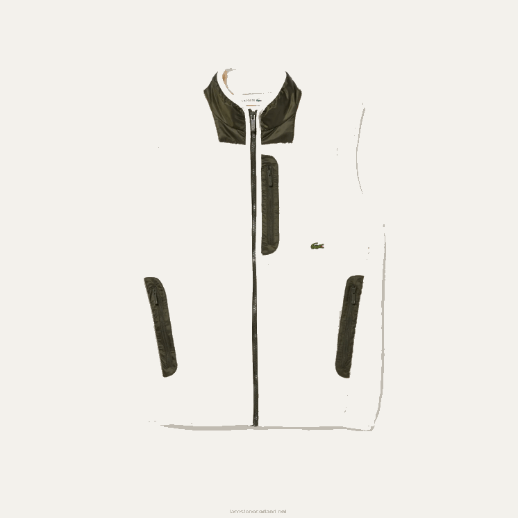 Lacoste vest van sherpafleece 0828H1263 wit kaki groen u9n Heren